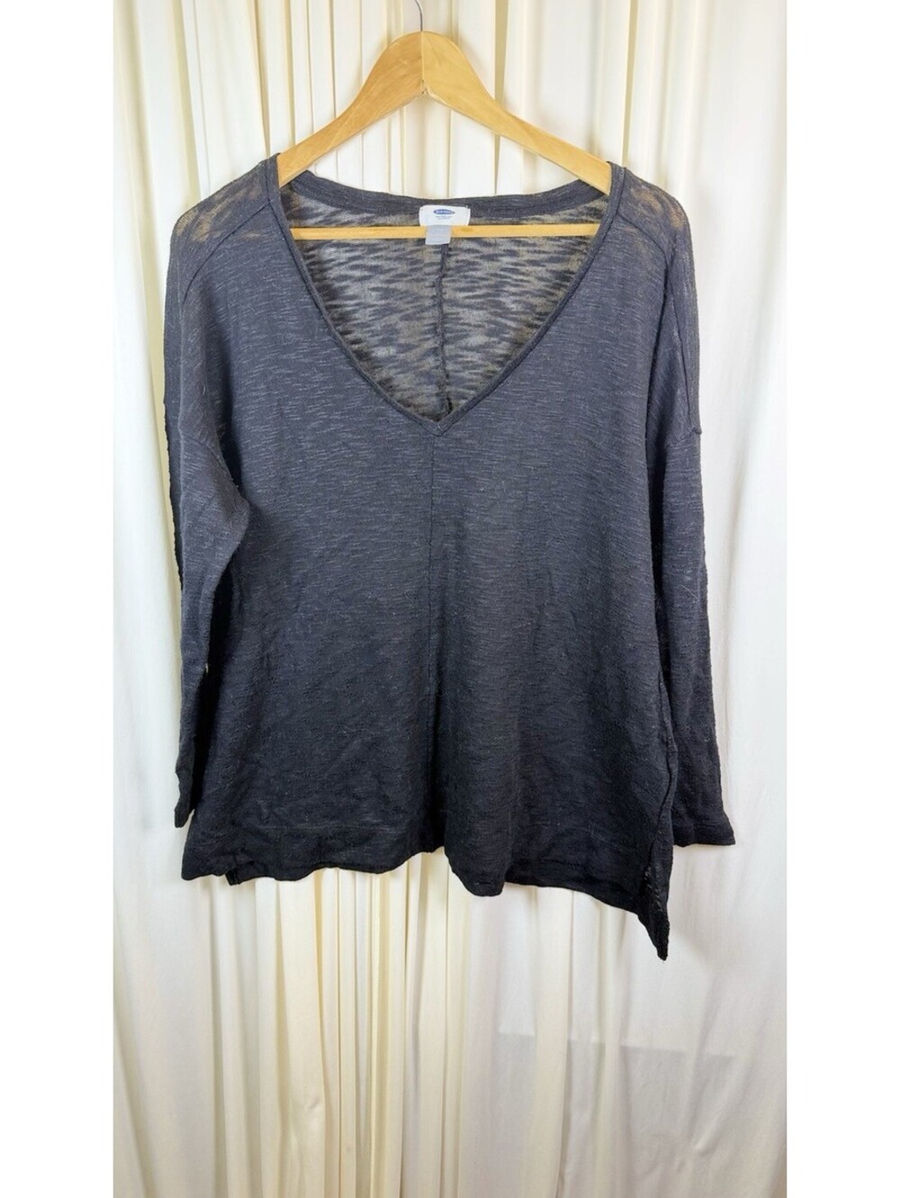 Old Navy Center Seam Cotton Rayon Knit Sweater Sheer Oversized 1X